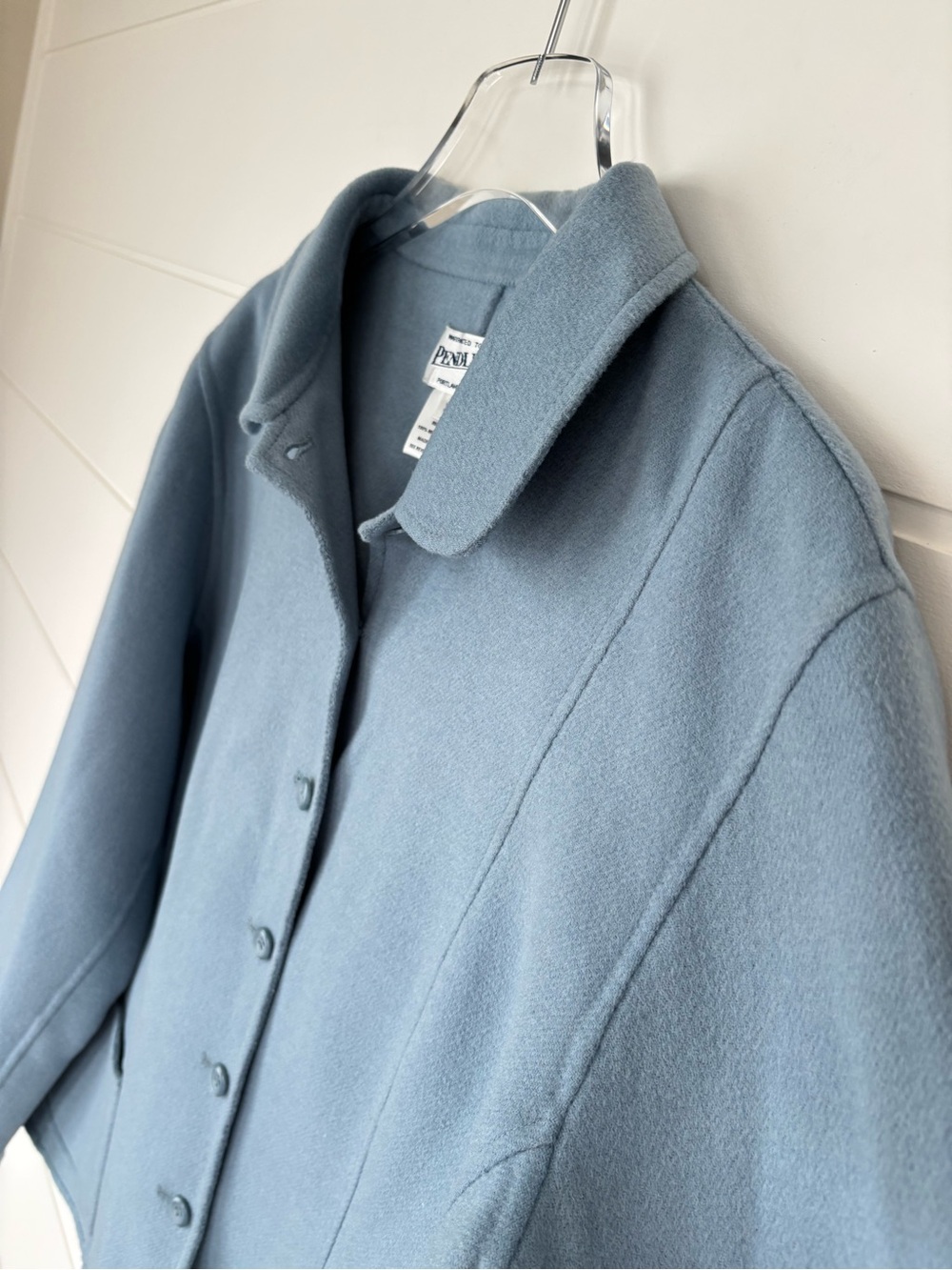 Vintage Pendleton Light Blue Merino Wool Button Front Coat Size Extra Large - Picture 8 of 14